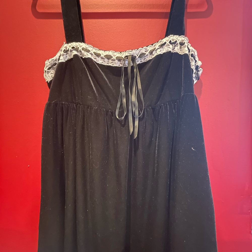 Black Lace Trim Cottagecore Dress